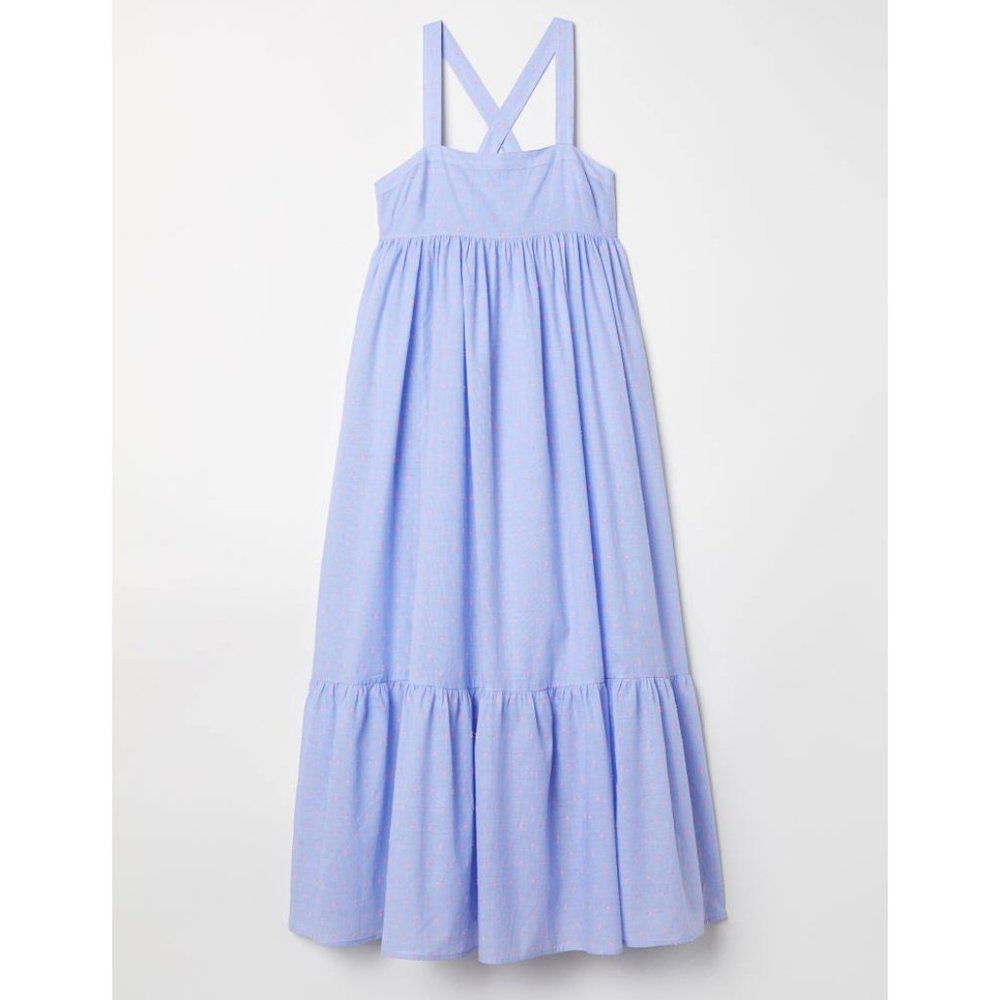 H&M Maxi Dress • Sz 10 • NWT New with Tags • Blue with Neon Pink highlights